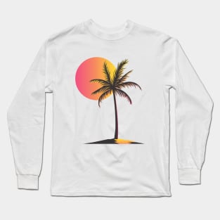 Sunny Day on the Island Retro Sun palm tree Long Sleeve T-Shirt